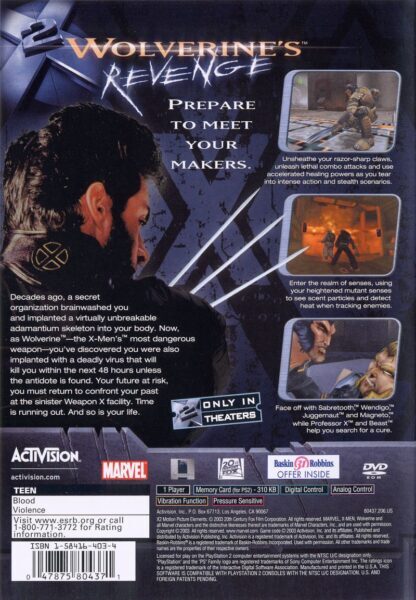 wolverine's revenge ps2 game