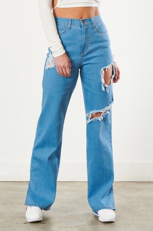 Medium Stone Wide Leg Jeans