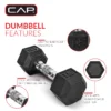 104 CAP Rubber Hex Dumbbell | Strength Training Weights