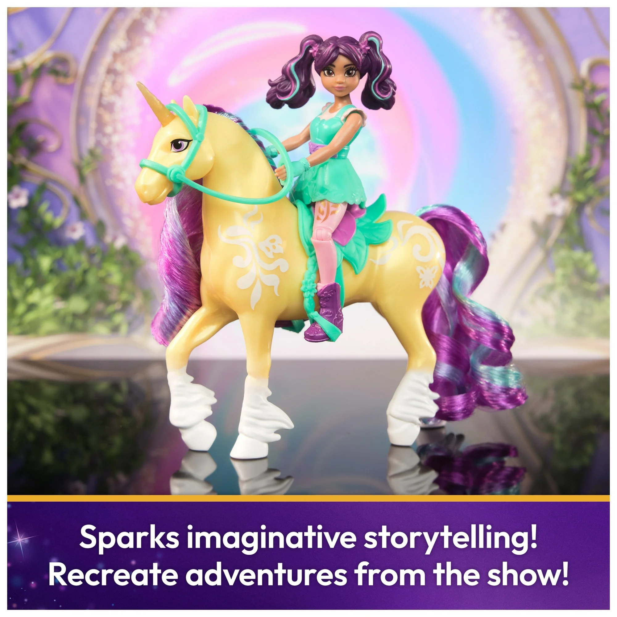 Unicorn Academy Ava & Leaf Ride-On Unicorn Set
