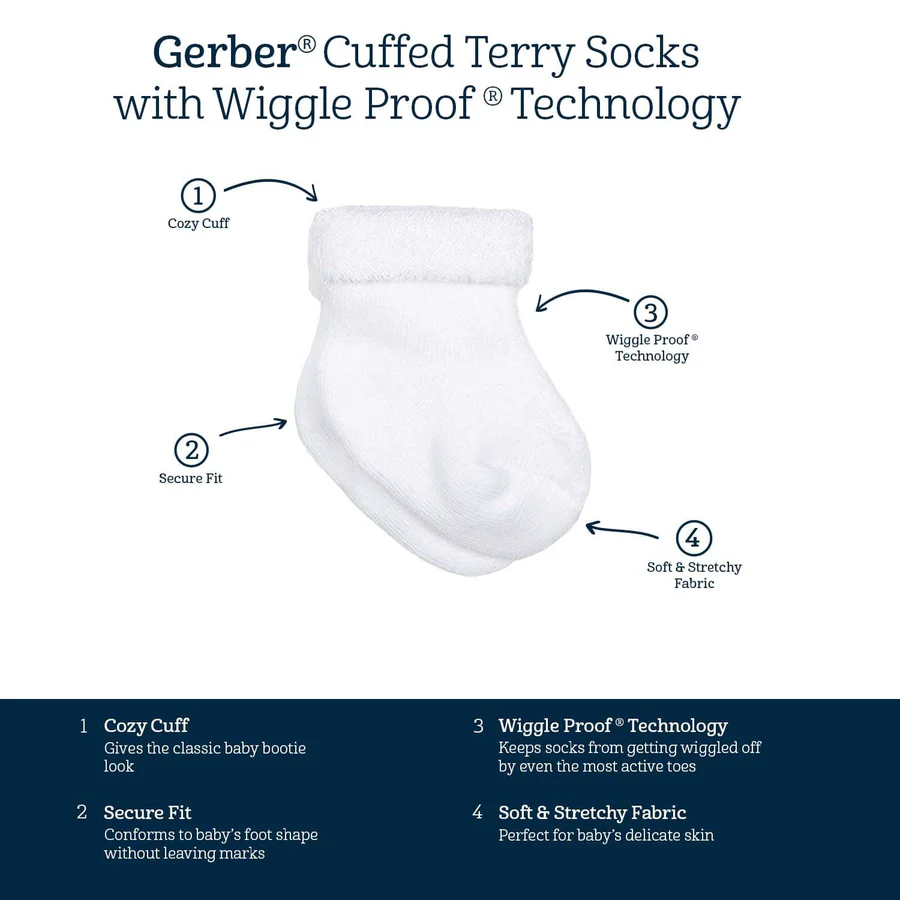 Gerber Baby 6pk Wiggle-Proof Socks | White