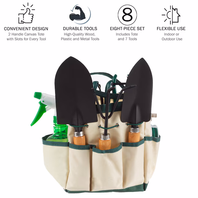 nature3 Nature Spring 8-Piece Gardening Tool Kit with Canvas Tote