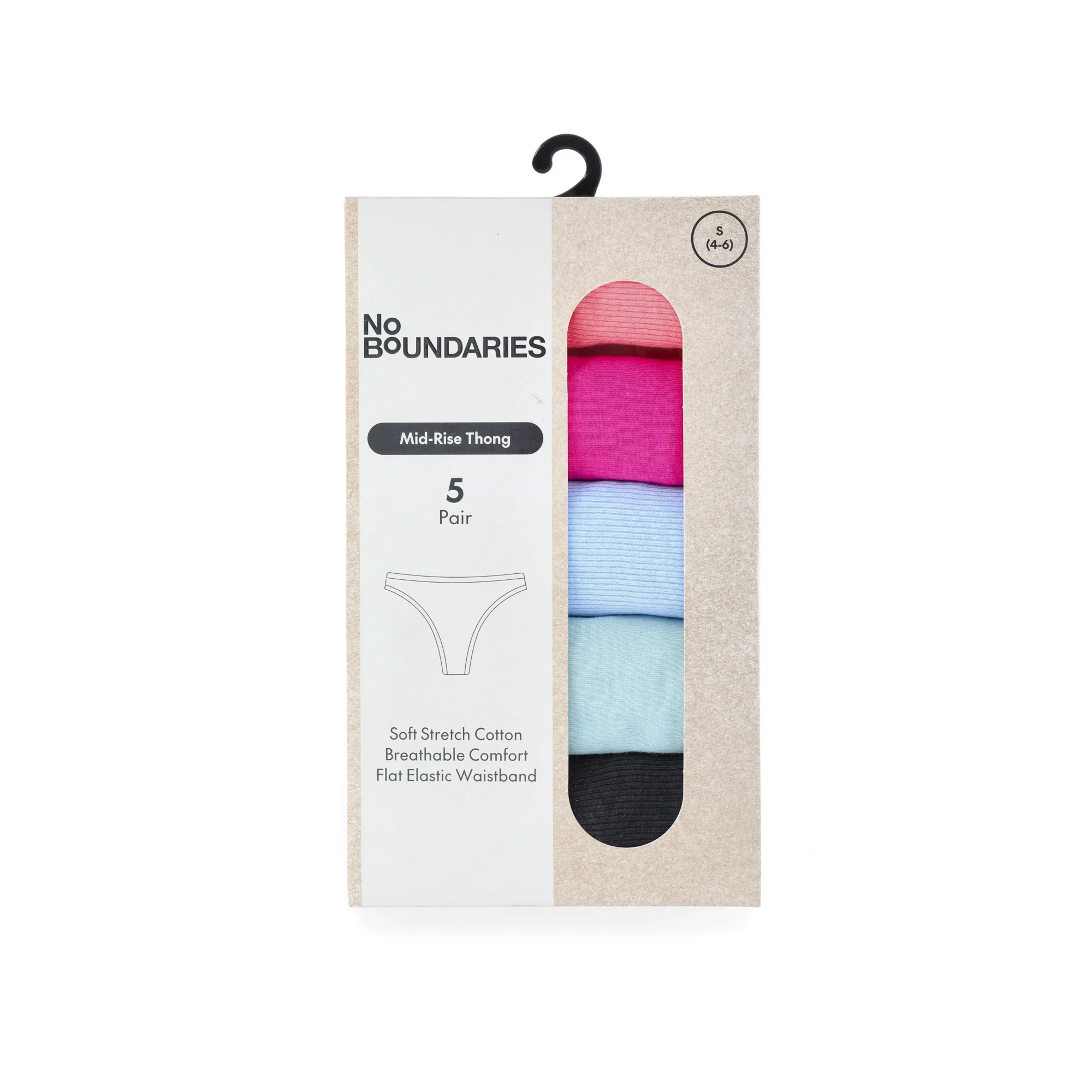 No Boundaries Women's Cotton Thong Panties | 5-Pack