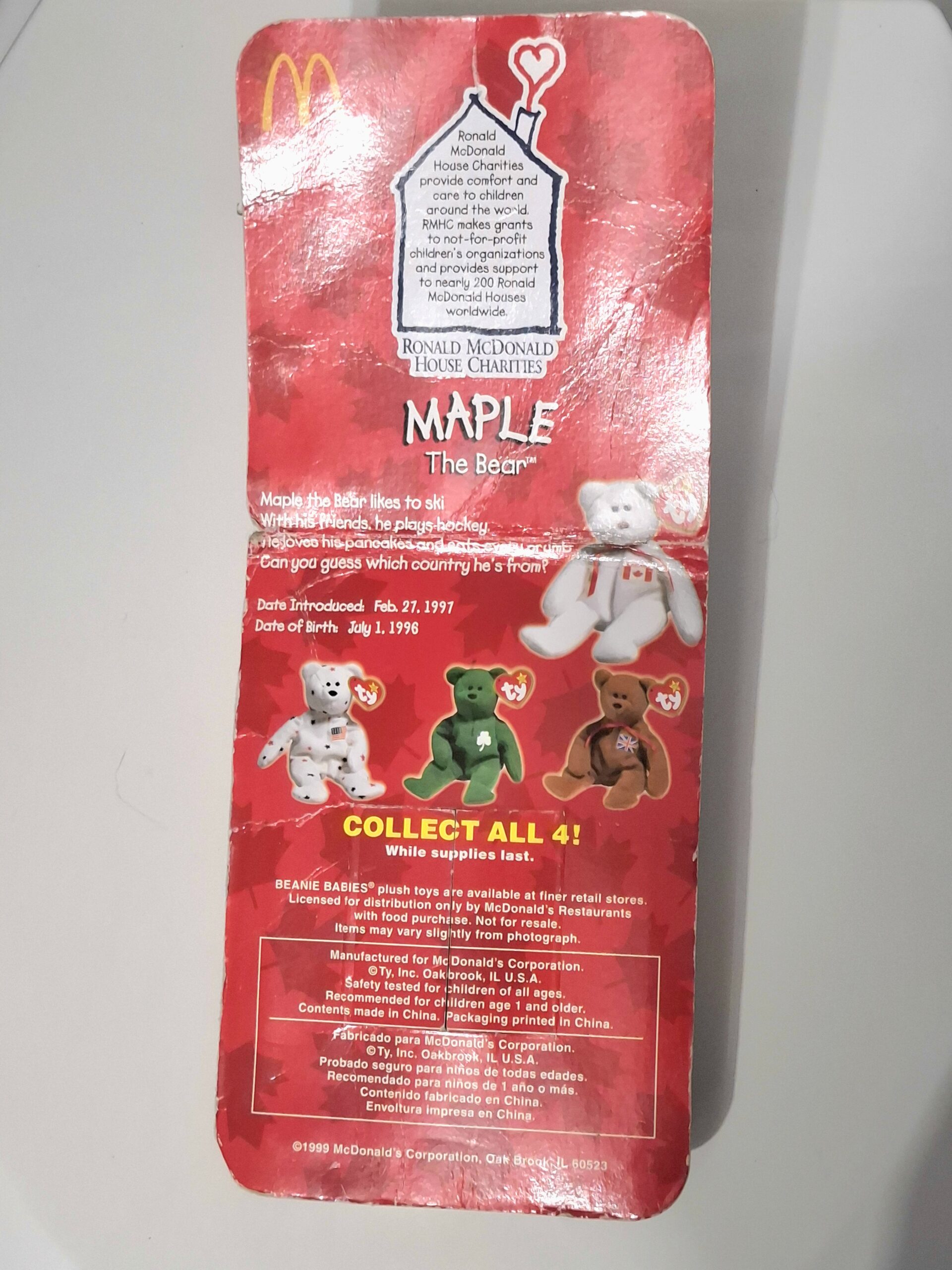 TY Beanie Baby Maple The Bear | Canada Exclusive 1996 MWMT
