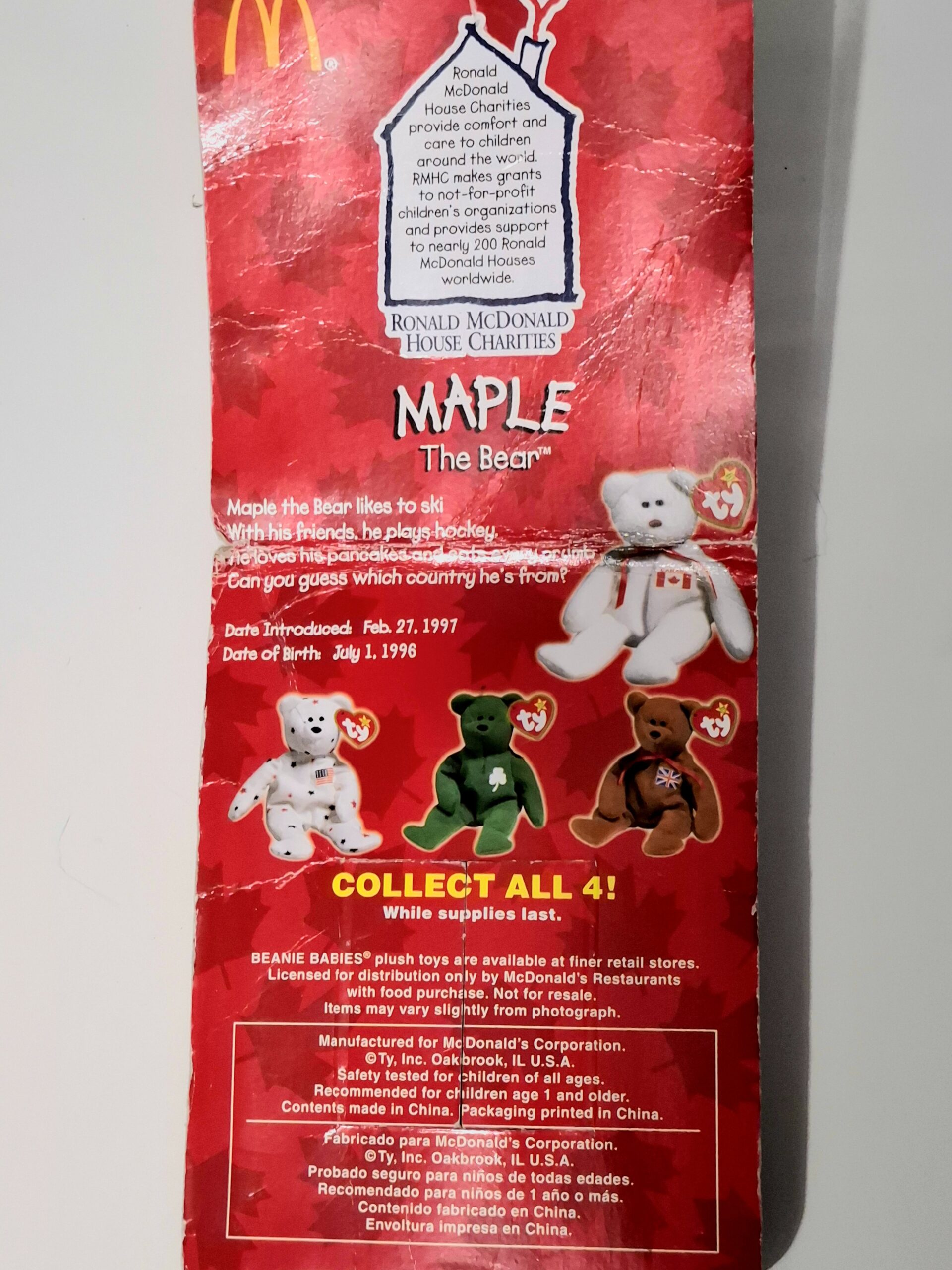 TY Beanie Baby Maple The Bear | Canada Exclusive 1996 MWMT
