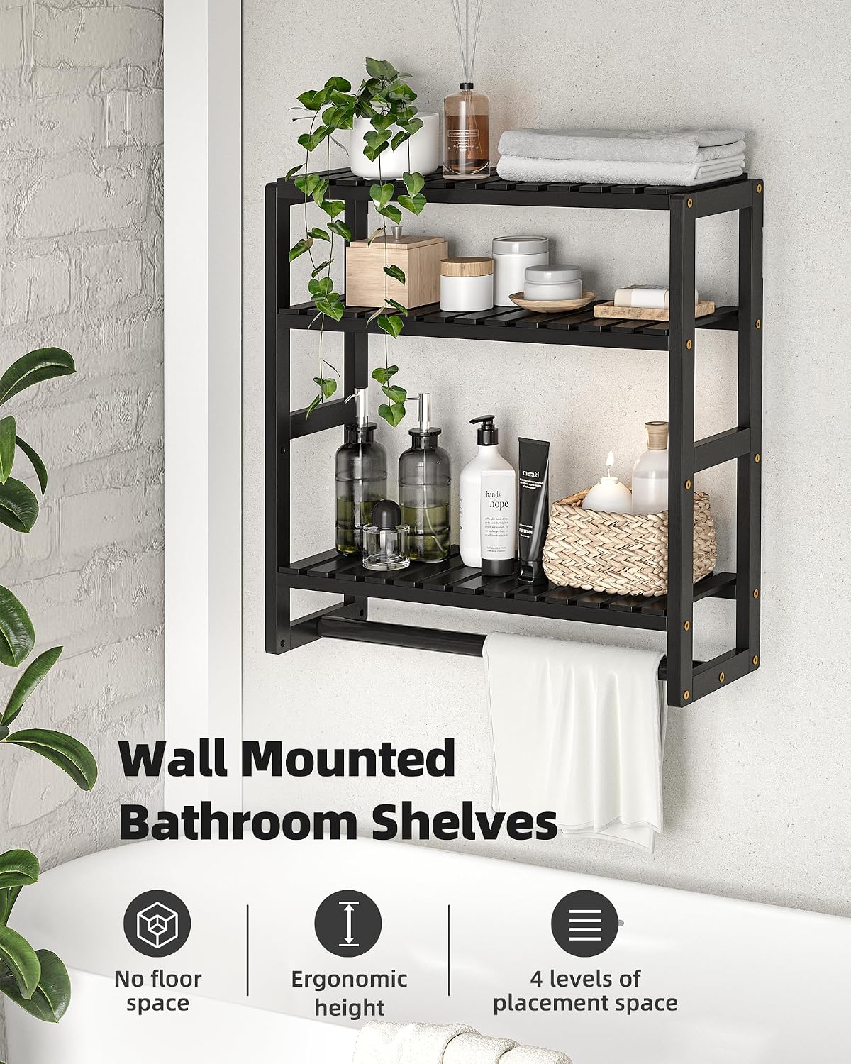 Galood Over Toilet Storage Shelf | Bamboo Bathroom Organizer