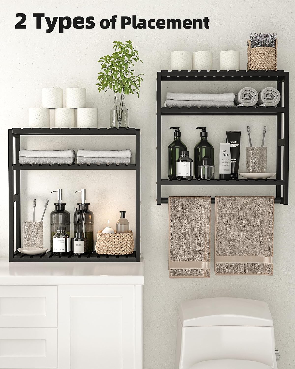 Galood Over Toilet Storage Shelf | Bamboo Bathroom Organizer