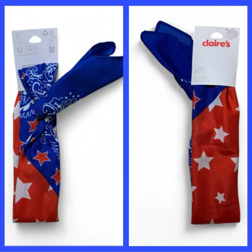 Claire's 4th of July Bandana Headband | Stars Hair Accessory