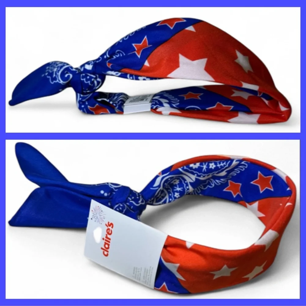 Claire's 4th of July Bandana Headband | Stars Hair Accessory